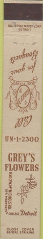 Matchbook Cover - Grey's Flowers Detroit MI 10 Strike