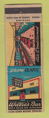Matchbook Cover - Willie's Bar Cleveland OH WORN BACK