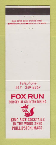 Matchbook Cover - Fox Run Restaurant Phillipston MA