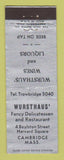 Matchbook Cover - Wursthaus' Restaurant Deli Cambridge MA WEAR