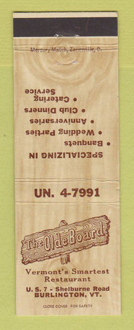 Matchbook Cover - Olde Board Burlington VT restaurant