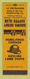 Matchbook Cover - Brown Derby Supper Club Montpelier VT
