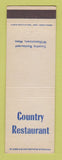 Matchbook Cover - Country Restaurant Williamstown MA
