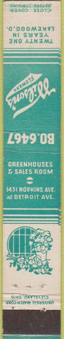 Matchbook Cover - Wilson's Flowers Lakewood OH 10 Strike