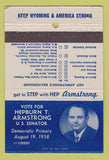 Matchbook Cover - Hepburn Armstrong for Senate WY Woming 1958 40 Strike