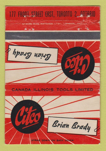 Matchbook Cover - Citco Canada Illinois Tools Toronto ON WORN 40 Strike