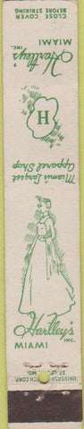 Matchbook Cover - Hartley's Miami FL dresses girlie 10 Strike