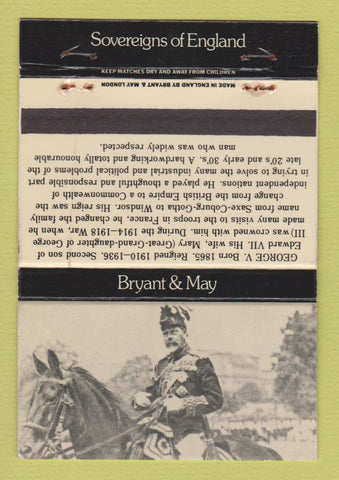 Matchbook Cover - Bryant and May George V UK England WEAR 40 Strike