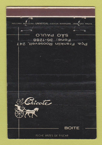 Matchbook Cover - Chicote Boite Sao Paulo Brazil WEAR 40 Strike