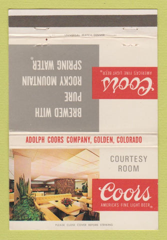 Matchbook Cover - Coors Beer Courtesy Room Golden Colorado 40 Strike