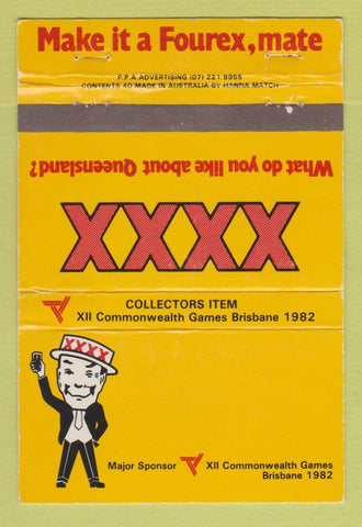 Matchbook Cover XXXX Beer? Queensland Brisbane Commonwealth Games 1982 40 Strike