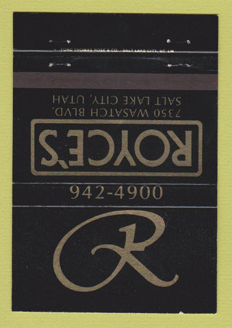 Matchbook Cover - Royce's Salt Lake City UT 40 Strike