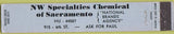 Matchbook Cover - NW Specialties Chemical Sacramento CA 10 Strike