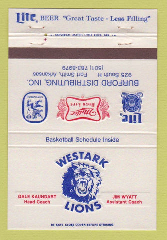 Matchbook Cover Westark Lions Fort Smith AR Miller Beer Schedule 1980 40 Strike