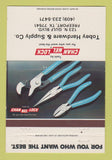 Matchbook Cover - Channel Lock Tools Tobey Hardware Freeport TX 40 Strike