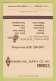 Matchbook Cover - Diamond Hill Supply Camasco Raleigh NC 40 Strike
