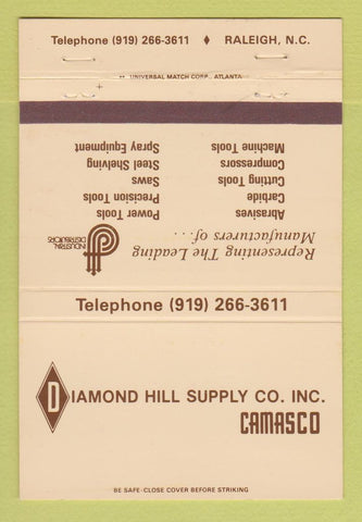 Matchbook Cover - Diamond Hill Supply Camasco Raleigh NC 40 Strike