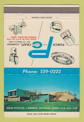 Matchbook Cover - Punch Craft Warren MI 40 Strike