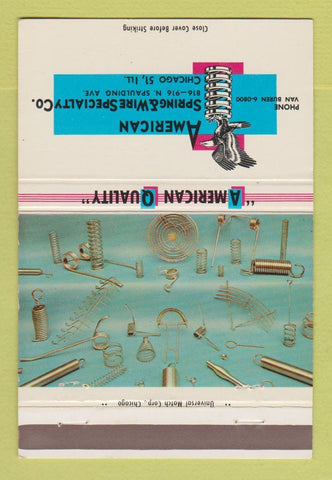Matchbook Cover - American Spring Wire Chicago IL 40 Strike