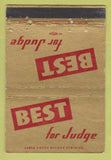 Matchbook Cover - Edward Best for Judge Election Westmoreland PA 40 Strike