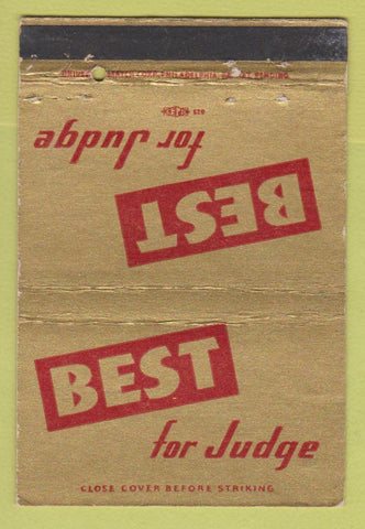 Matchbook Cover - Edward Best for Judge Election Westmoreland PA 40 Strike