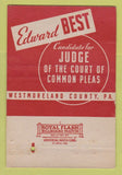 Matchbook Cover - Edward Best for Judge Election Westmoreland PA 40 Strike
