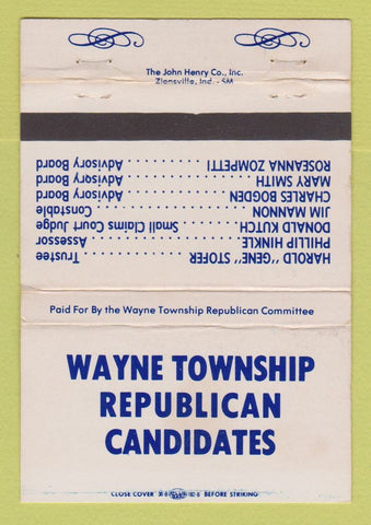 Matchbook Cover - Wayne Township Republican Election Candidates WEAR 40 Strike