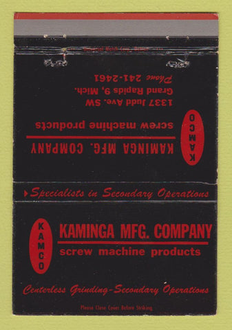 Matchbook Cover - Kaminga Screw Machine Grand Rapids MI  40 Strike