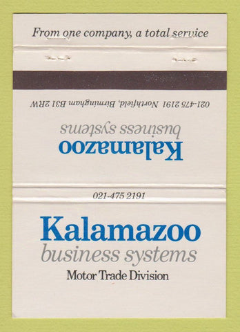 Matchbook Cover - Kalamazoo Business Systems Birmingham UK 40 Strike