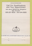 Matchbook Cover - Tiara Del Sol Condos Ruidoso NM 40 Strike