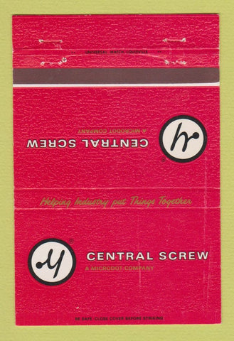 Matchbook Cover - Central Screw Troy MI Keene NH Frankfort KY 40 Strike
