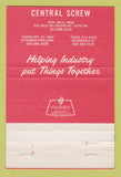 Matchbook Cover - Central Screw Troy MI Keene NH Frankfort KY 40 Strike