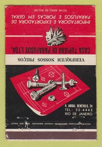 Matchbook Cover Tupiara De Parafusos Screws Rio De Janeiro Brazil WEAR 40 Strike
