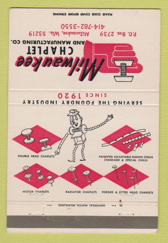 Matchbook Cover - Milwaukee Chaplet Milwaukee WI 40 Strike