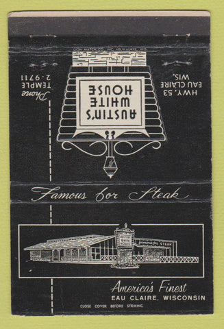 Matchbook Cover - Austin's White House Eau Claire WI WEAR 40 Strike