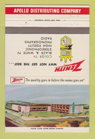 Matchbook Cover - Zenith TV Radio Audio Cranford NJ 40 Strike