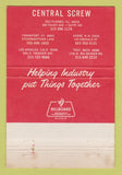 Matchbook Cover - Central Screw Troy MI Keene NH Frankfort KY WEAR 40 Strike