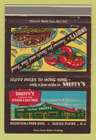Matchbook Cover - Snuffy's Seafood Scotch Plains NJ 40 Strike