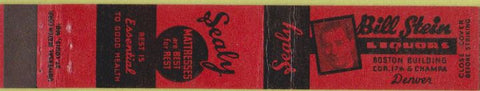 Matchbook Cover - Stein Liquors Sealy Mattresses Denver CO 10 Strike