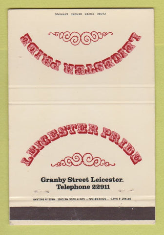 Matchbook Cover - Leicester Pride UK England 40 Strike
