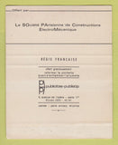 Matchbook Cover - Essor Pyrometrie France Electroncs SAMPLE BIG 40 Strike