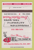 Matchbook Cover - H&L Tool Company Screw Machine Madison Heights MI 40 Strike