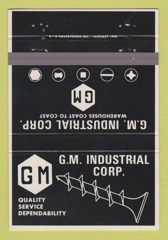 Matchbook Cover - GM Industrial Corp Screw Elkhart IN 40 Strike