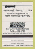 Matchbook Cover - Afford Rental Cars London ON 40 Strike
