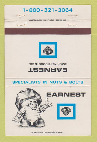 Matchbook Cover Earnest Machine Products Nuts Bolts Cleveland OH WEAR 40 Strike