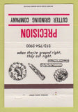 Matchbook Cover - Precision Cutting Grinding  40 Strike