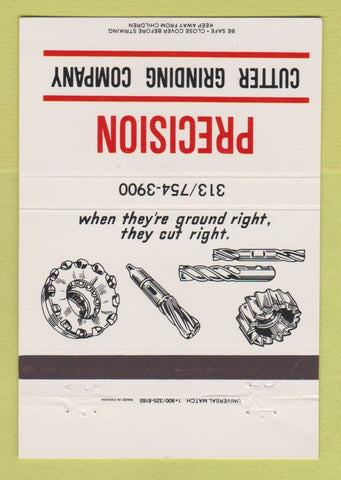 Matchbook Cover - Precision Cutting Grinding  40 Strike