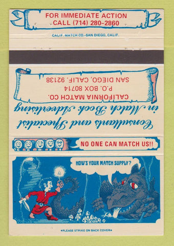 Matchbook Cover - California Match  San Diego CA Dragon 40 Strike