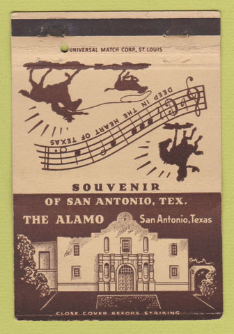 Matchbook Cover - Alamo San Antonio TX Tourism postcard 40 Strike