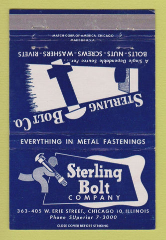 Matchbook Cover - Sterling Bolt Company Chicago IL 40 Strike